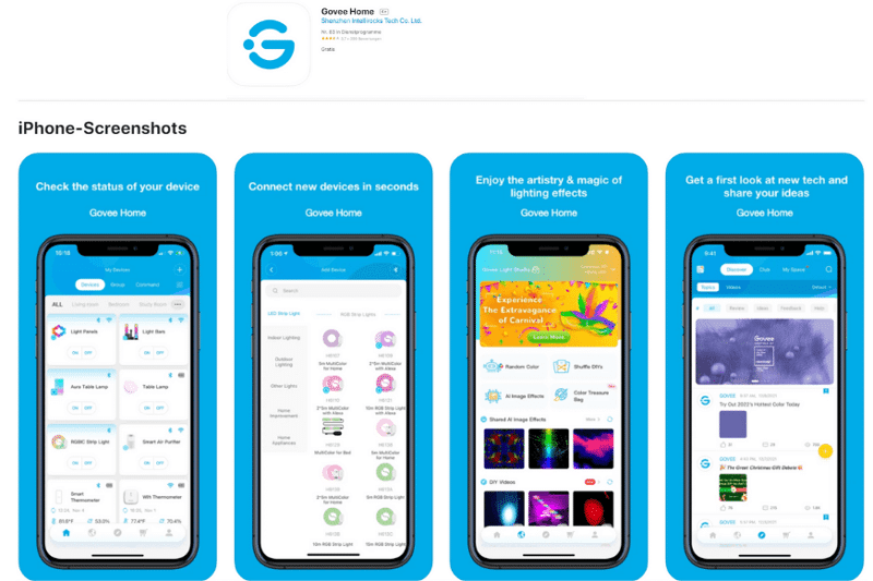 Govee Home App steht im App-Store zum Download bereit